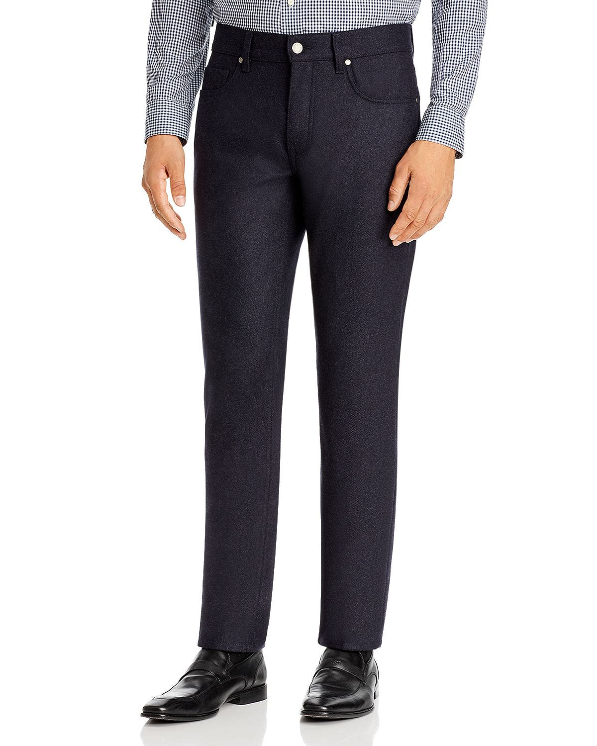 Z Zegna Flannel Slim Fit Pants In Navy Navy