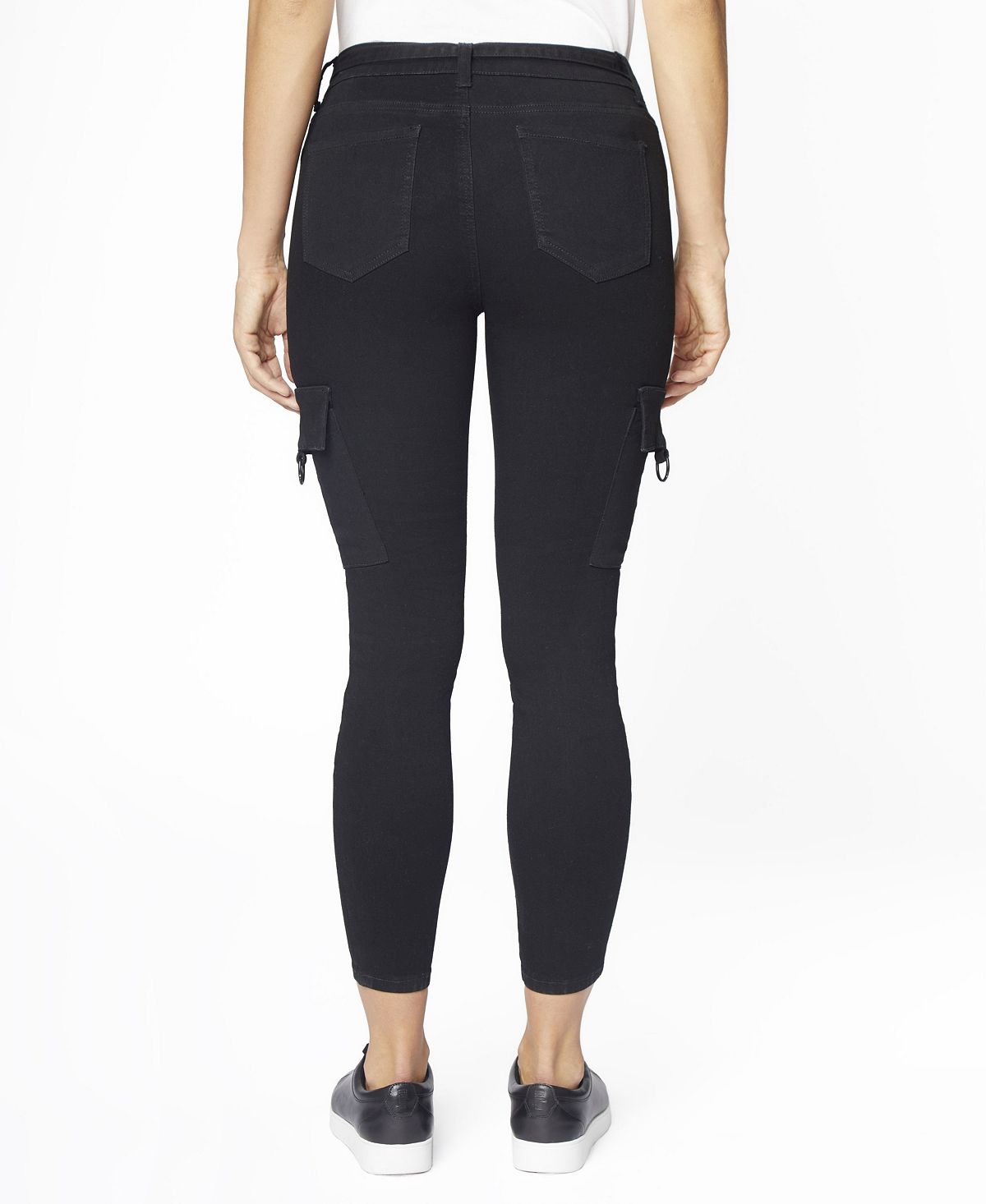 Zoe By Zoe + Phoebe Juniors' Mid Rise Self Belt Cargo Skinny Jeans Black