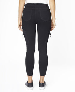 Zoe By Zoe + Phoebe Juniors' Mid Rise Self Belt Cargo Skinny Jeans Black thumbnail 3