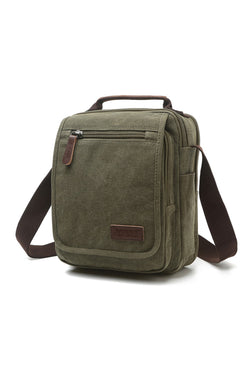 Zuolunduo Army-Green Canvas Tablet Messenger Bag thumbnail 1