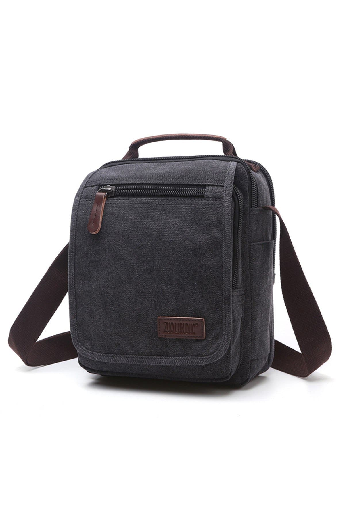 Zuolunduo Charcoal-Grey Canvas Tablet Messenger Bag