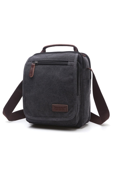 Zuolunduo Charcoal-Grey Canvas Tablet Messenger Bag