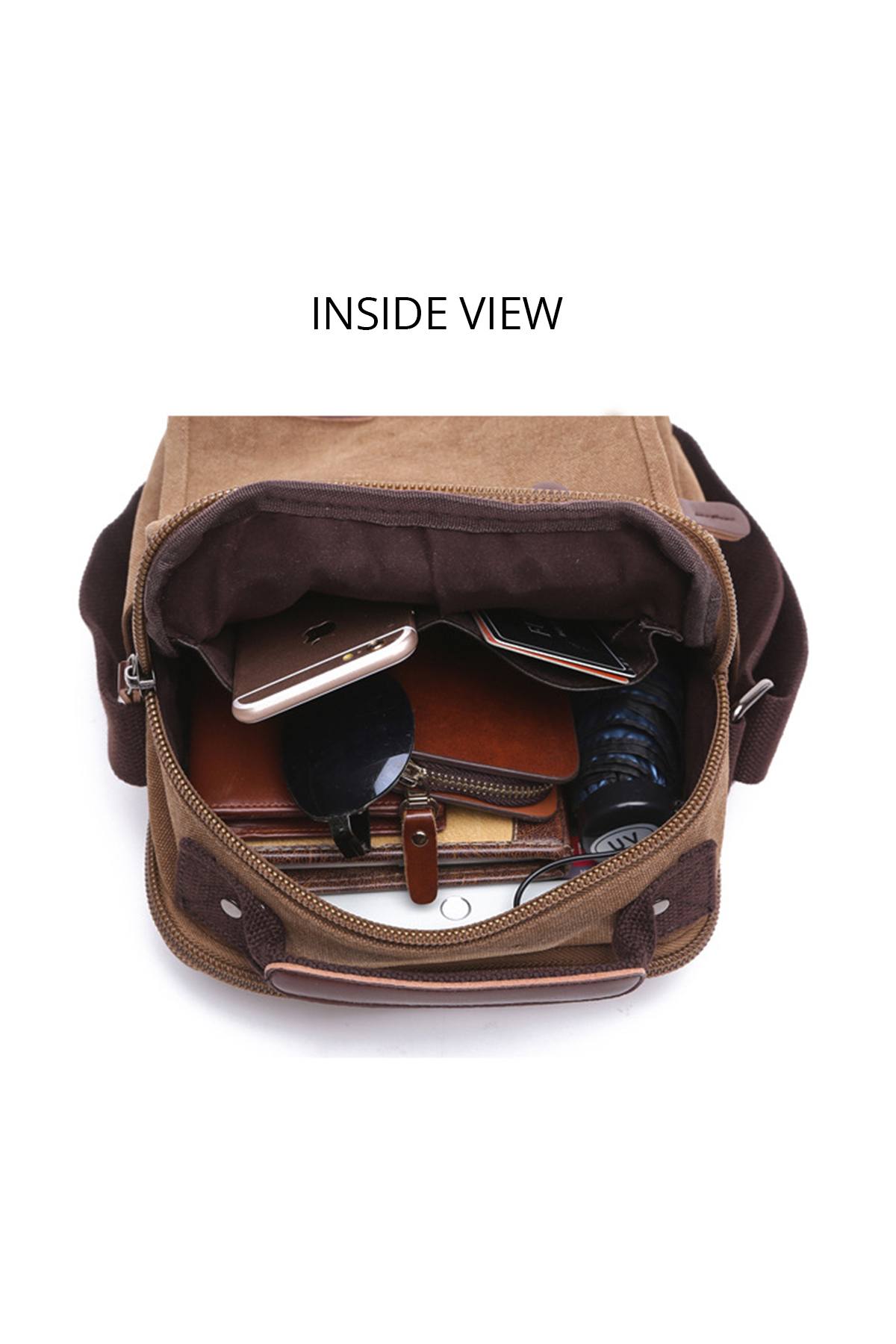 Zuolunduo Charcoal-Grey Canvas Tablet Messenger Bag