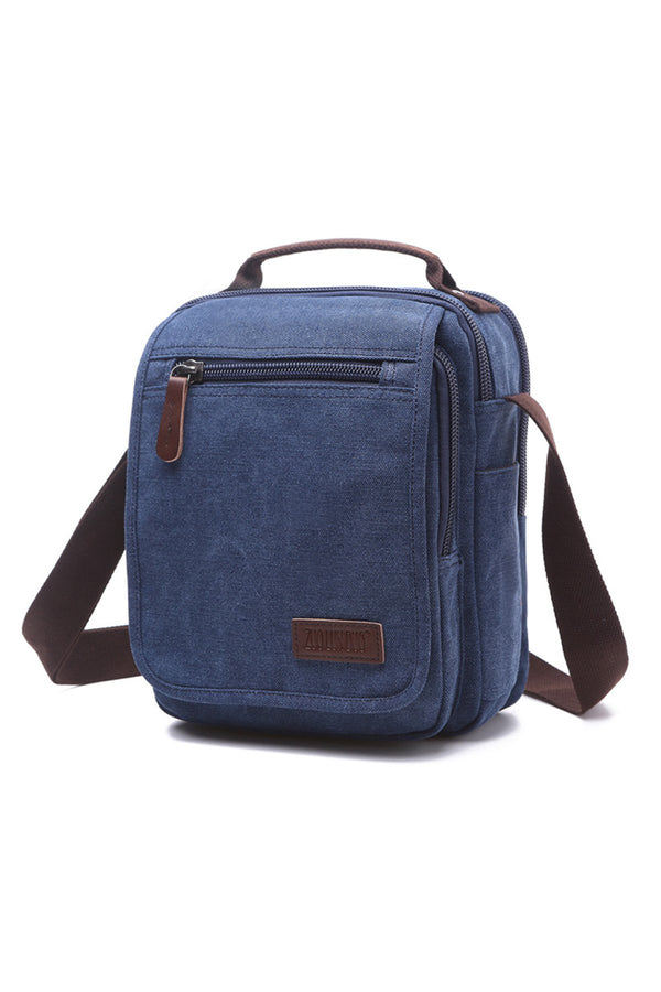 Zuolunduo Denim-Blue Canvas Tablet Messenger Bag