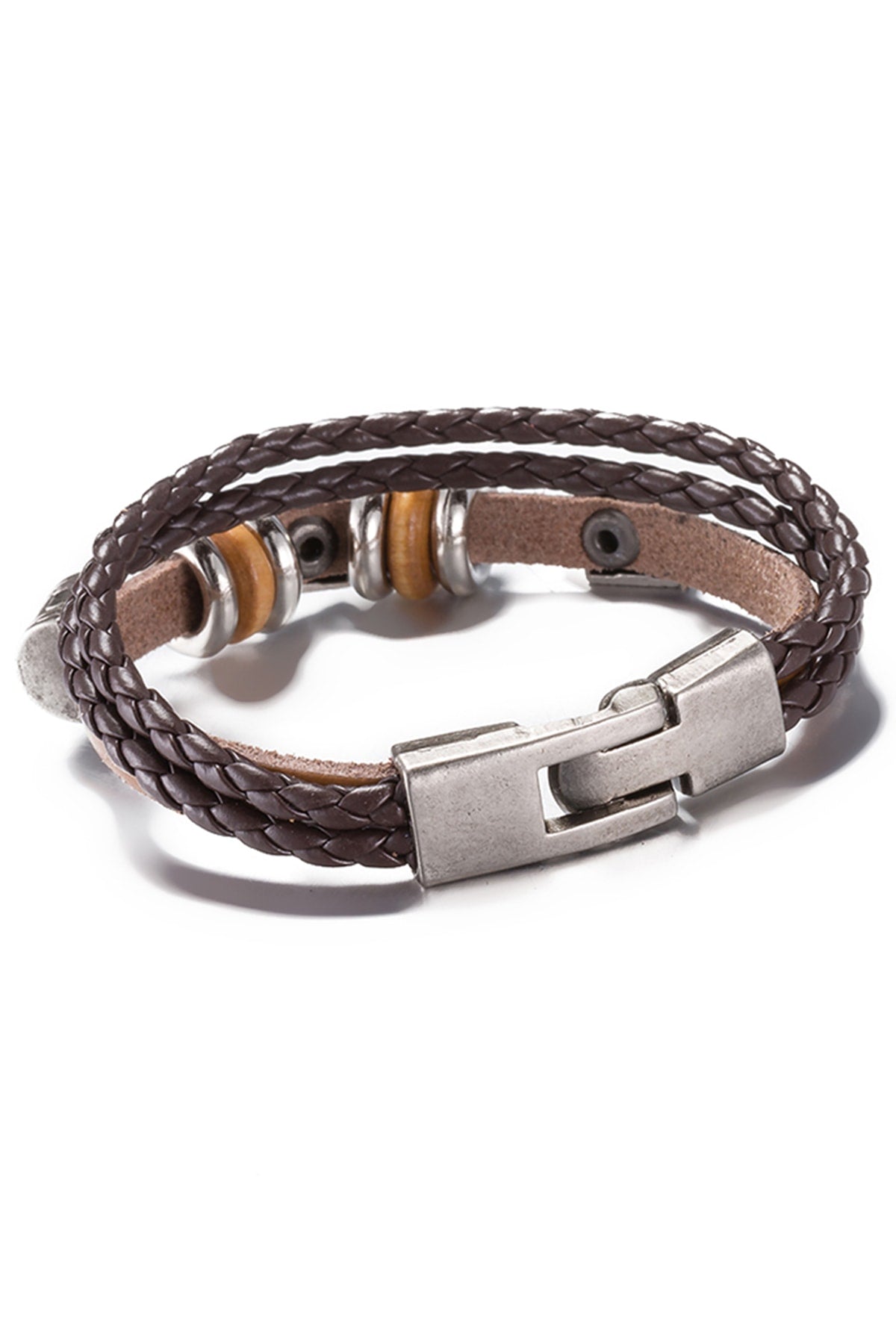 Brown Leather Weaving Rope Chain Bracelet