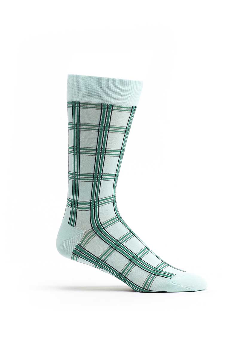Ozone Blue Masaii Plaid Calf Sock