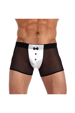 Gregg Homme Black Satin Knit Tuxedo Mesh Boxer thumbnail 1