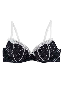 Catherine Malandrino Black Polka-Dot Microfiber Balconette Bra thumbnail 1