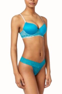 HEIDI by Heidi Klum Tile-Blue/Toasted-Almond Lace T-Shirt Bra thumbnail 4