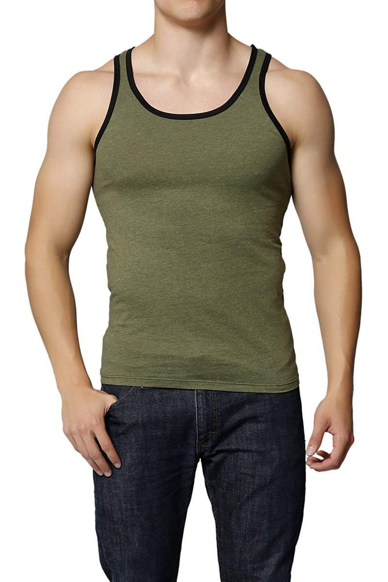 Y.M.L.A. Army Green Contrast Trim Tank
