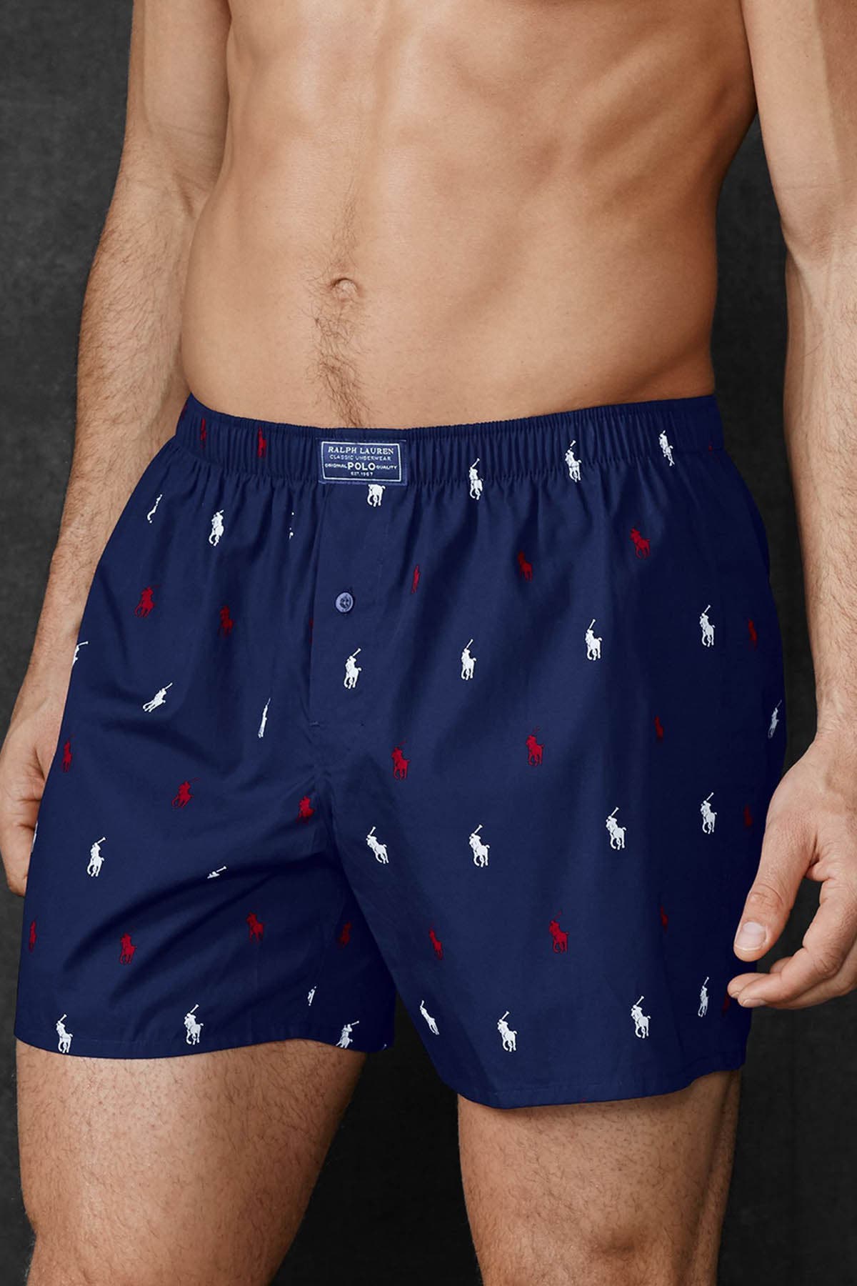 Polo Ralph Lauren Navy/Red/White All-Over Pony/Player Boxer Short