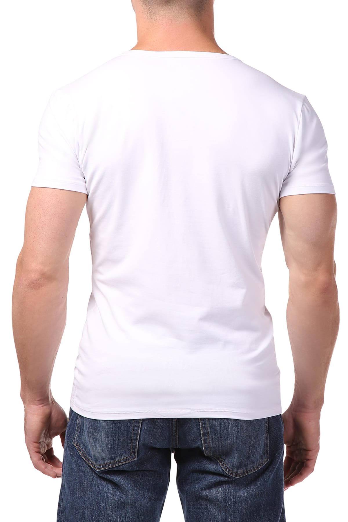 Papi White Body Defining V-Neck Shirt
