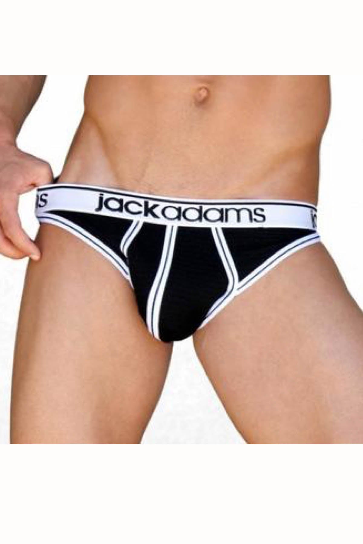Jack Adams Black & White Varsity Mesh Jockstrap