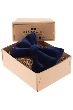 Mrs. Bow Tie Blue Velvet Large Bow Tie thumbnail 1