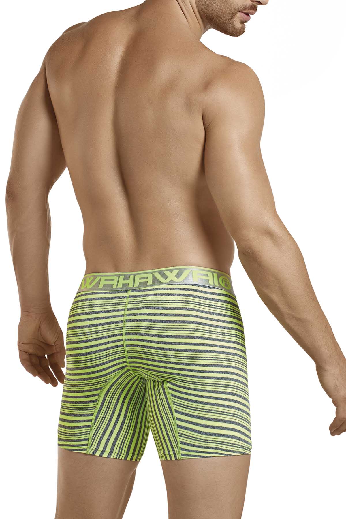 Hawai Lime Green & Grey Stipe Boxer