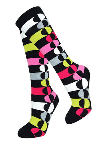 Lucci Black Rainbow Calf High Socks