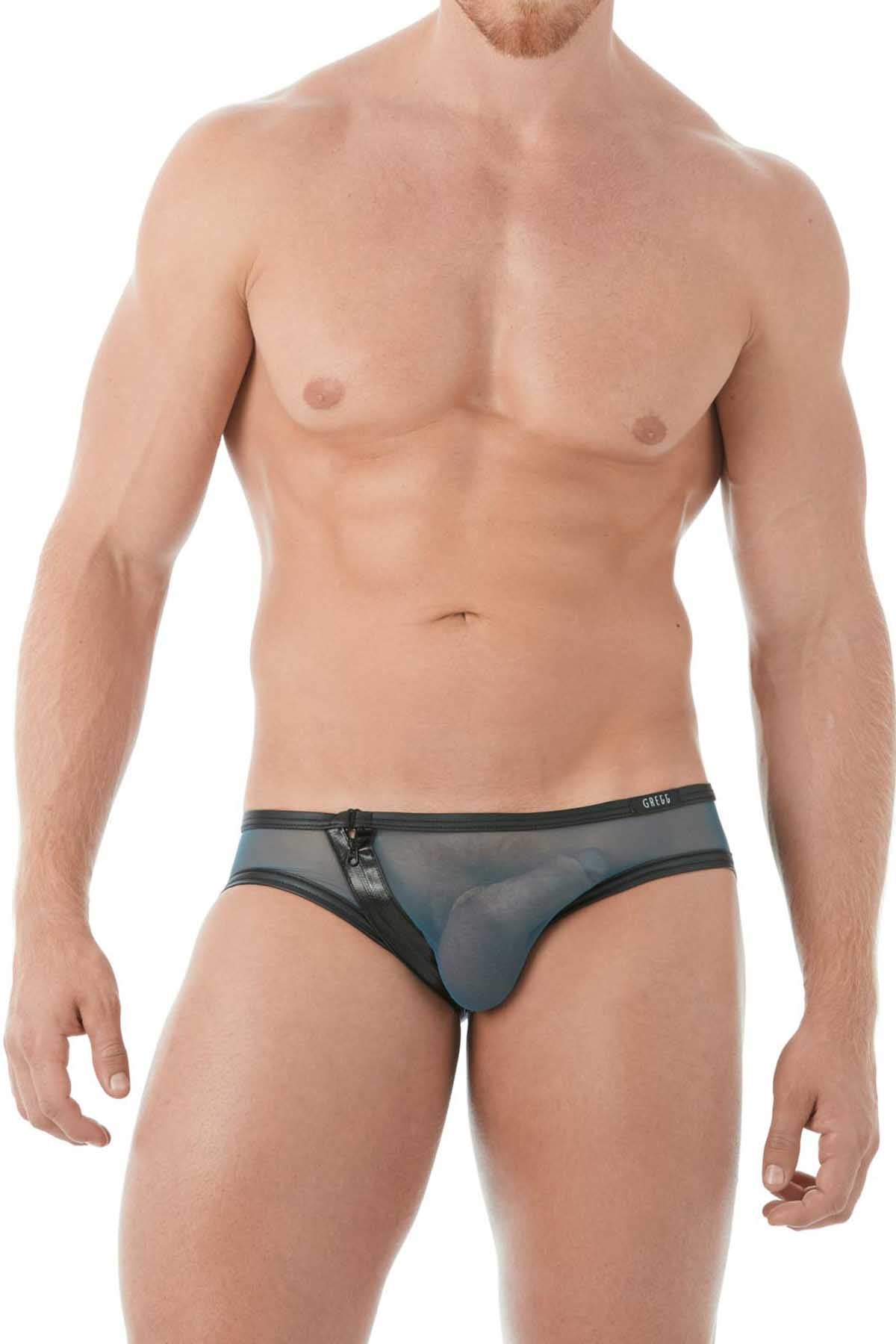 Gregg Homme Blue Break-In Zipper Mesh Brief