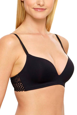 b.tempt'd Black Tied-in-Dots Wireless Geometric-Lace Plunge Bra thumbnail 2