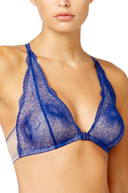 b.tempt'd Marine-Blue b.provocative Lace Front-Closure Racerback Bralette thumbnail 1