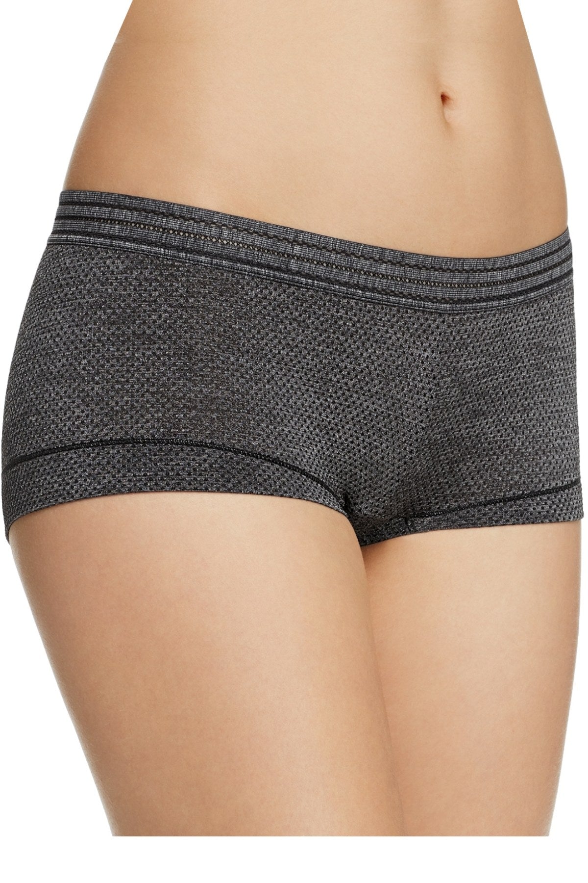 b.tempt'd Night-Black Spectator Striped-Waist Boyshort