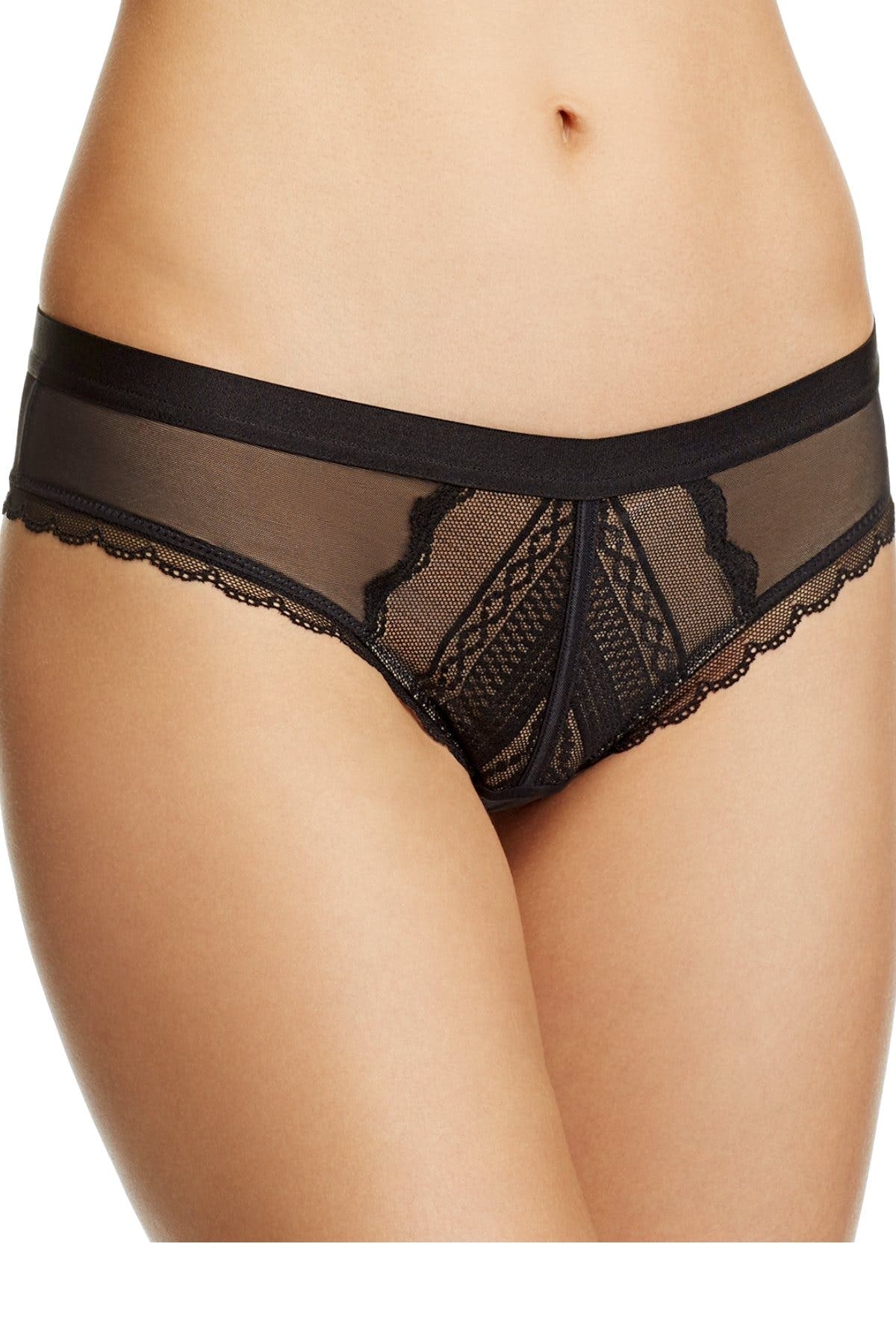 b.tempt'd Night-Black b.cherished Mesh/Lace Thong