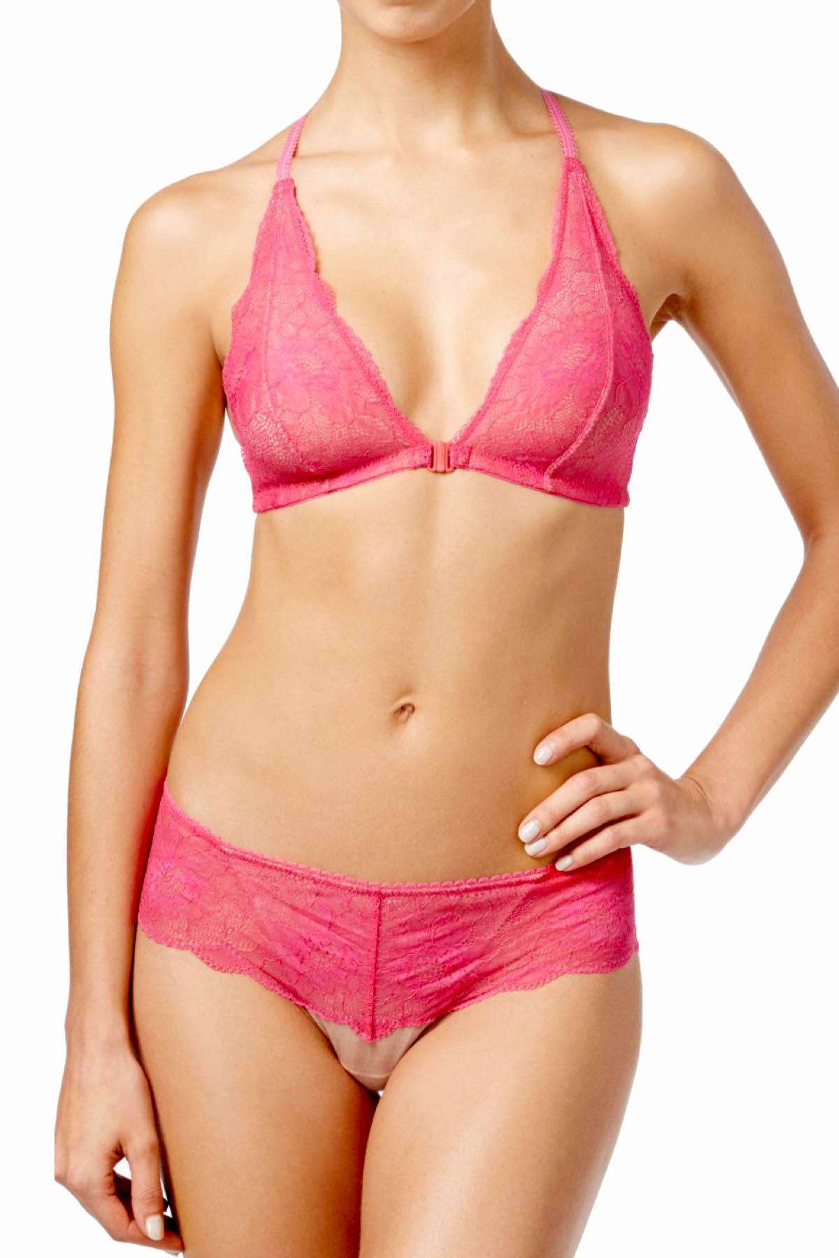 b.tempt'd Pink-Yarrow b.provocative Lace Front-Closure Racerback Bralette