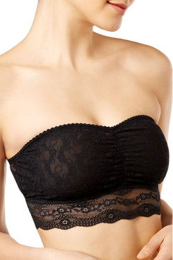 b.tempt'd Sheer Lace Kiss Bandeau Bralette in Night Black thumbnail 1