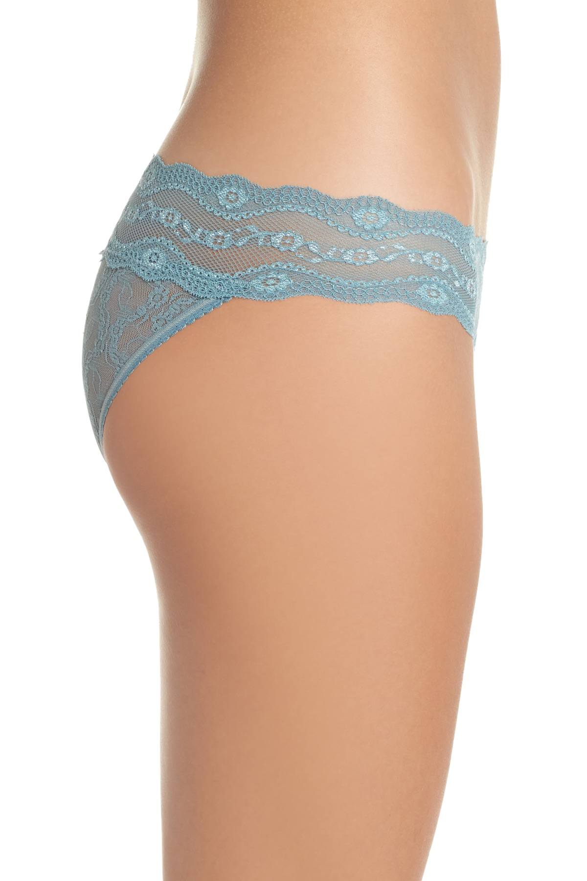 b.tempt'd Smoke Blue Lace Kiss Bikini Brief
