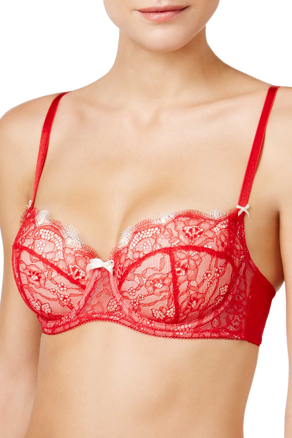 b.tempt'd Tango-Red/Vanilla-Ice b.sultry Balconette Bra