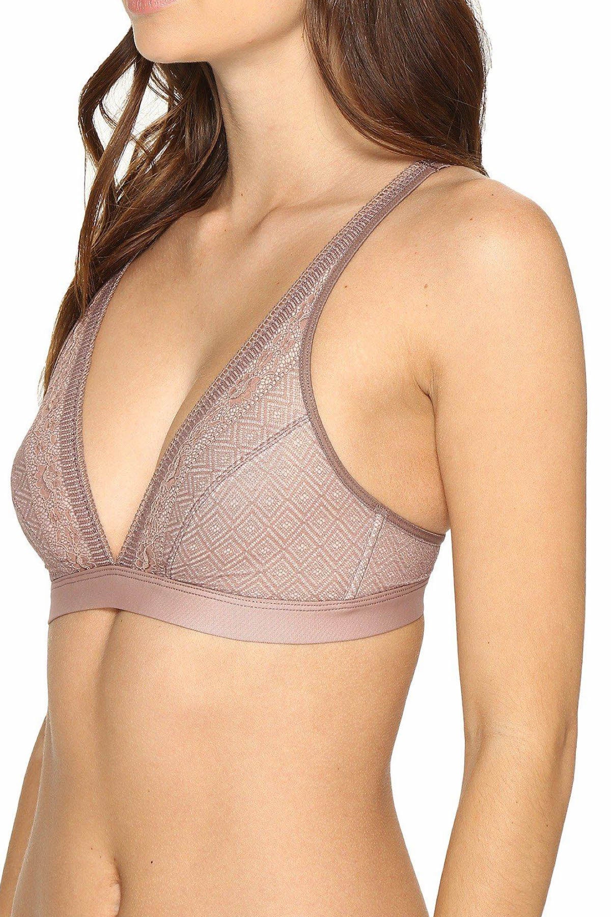 b.tempt'd Taupe-Rose/Smoke-Nude V-Neck Lace Bralette
