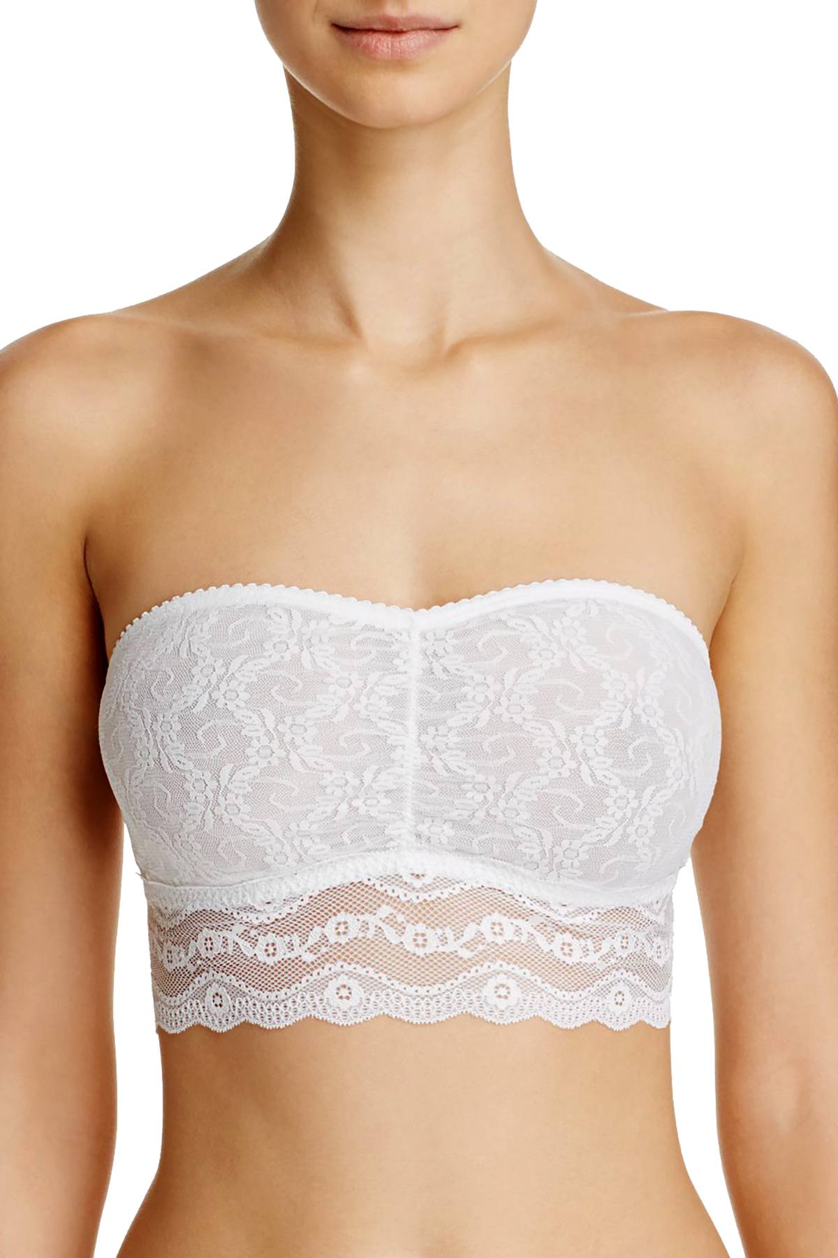b.tempt'd White Sheer Lace-Kiss Bandeau Bralette