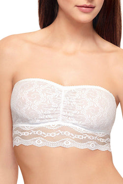 b.tempt'd White Sheer Lace-Kiss Bandeau Bralette thumbnail 3