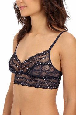 b.tempt'd by Wacoal Navy/White Polka-Dot Lace Kiss Bralette thumbnail 4