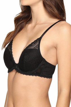 b.temptd Black-Night b.enticing Plunge Lace Contour Bra thumbnail 4