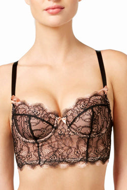 b.temptd Night-Black/Peach-Beige b.sultry Lace Longline Cup Bralette thumbnail 1