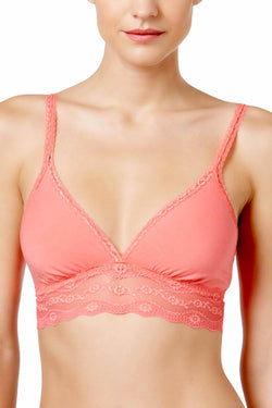b.temptd Sunkist-Coral b.adorable Modal Lace-Trim Bralette thumbnail 1