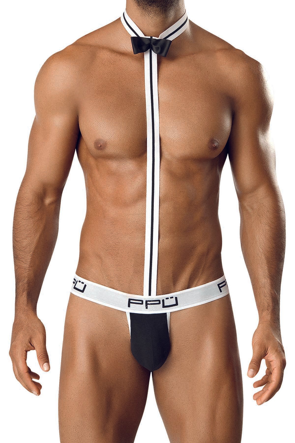PPU Black White Jock Harness – CheapUndies