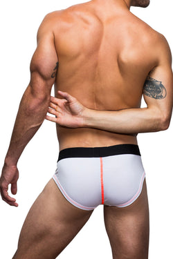 Marco Marco White & Neon Orange Stitched Brief thumbnail 3