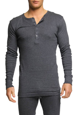 2(X)IST Charcoal Essential Long Sleeve Henley thumbnail 2