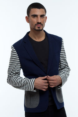 Smash Navy Elbow Patch Blazer Jacket thumbnail 1