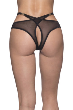 Oh La La Cheri Black Crotchless Buckle Panty thumbnail 1