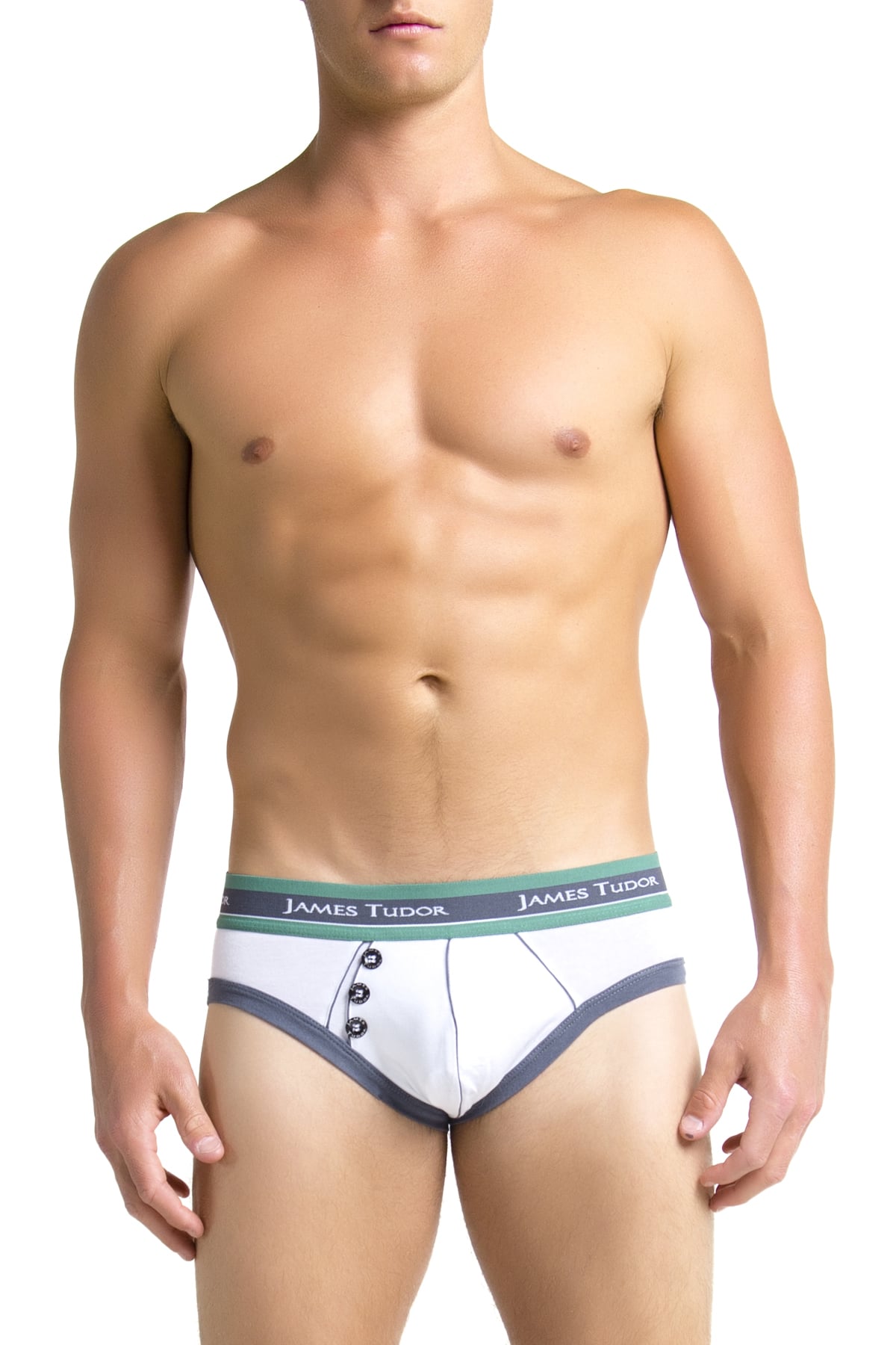 James Tudor White & Grey Retro Brief