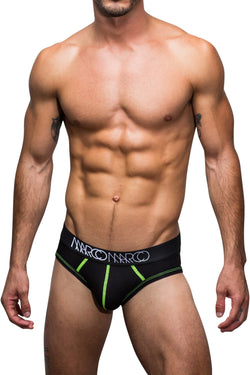 Marco Marco Black & Neon Yellow Stitched Brief thumbnail 1