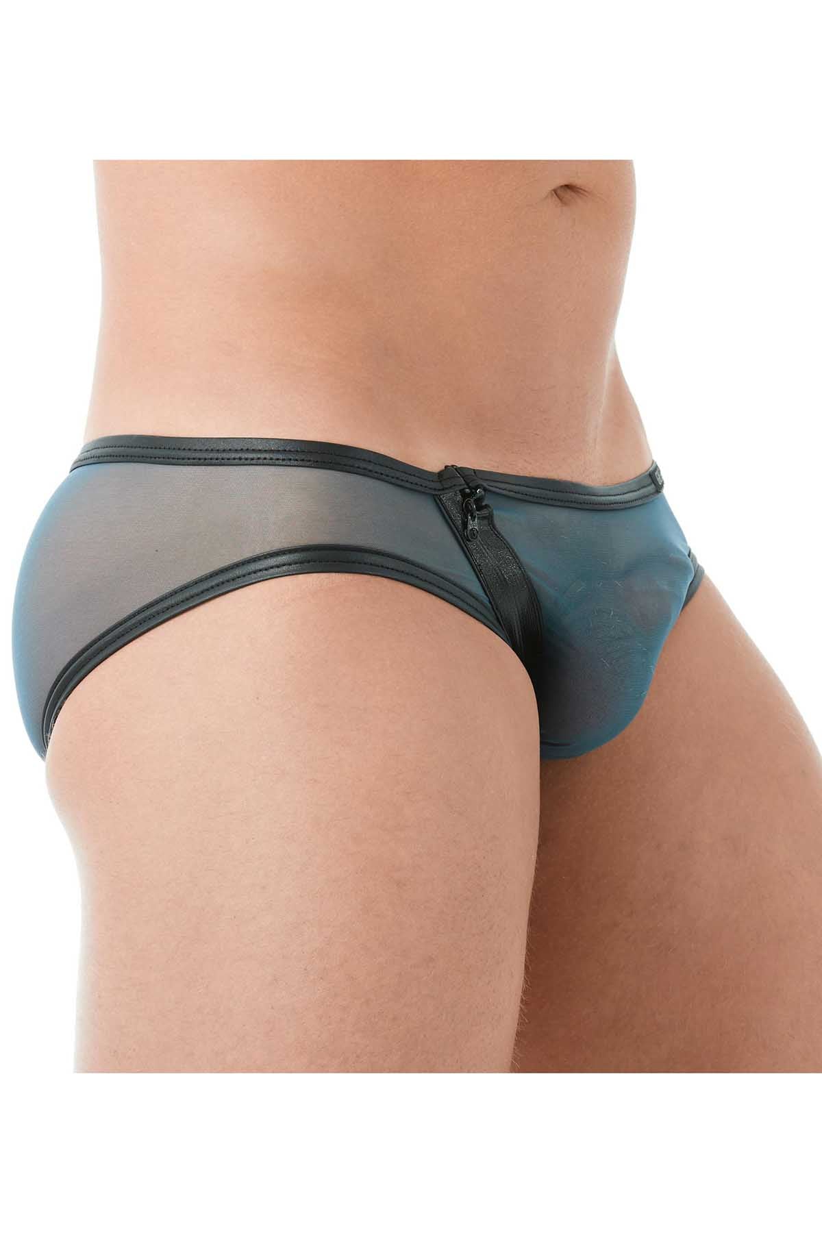 Gregg Homme Blue Break-In Zipper Mesh Brief