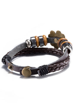 Brown Leather Infinity Flower Bracelet thumbnail 3