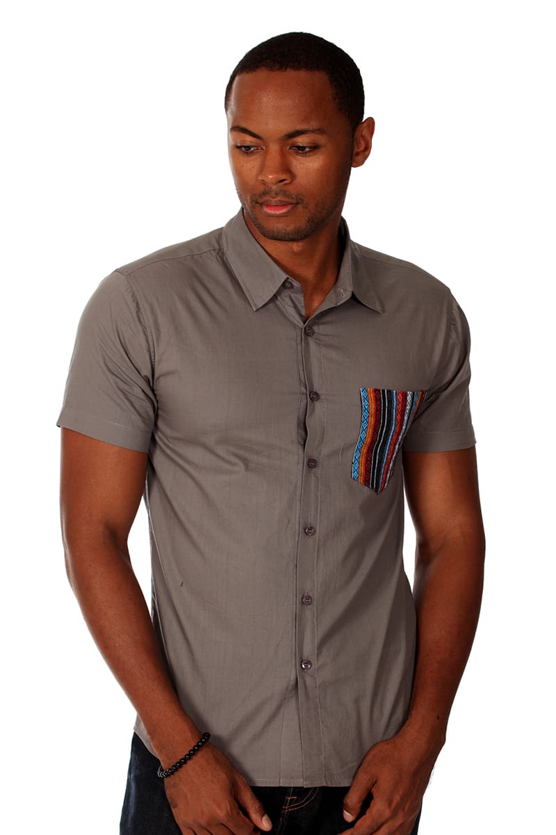 00 Nothing Grey Tribal Tim Button-Up