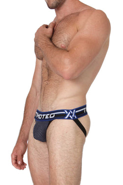 Timoteo Navy & Black Jet Stream U-Bulge Jockstrap thumbnail 3