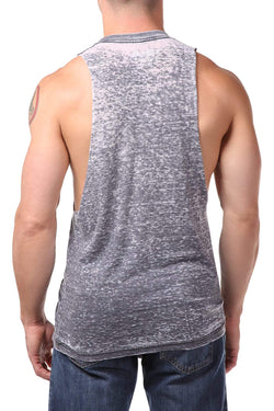 Y.M.L.A. Grey Burnout Split Muscle Tank thumbnail 2