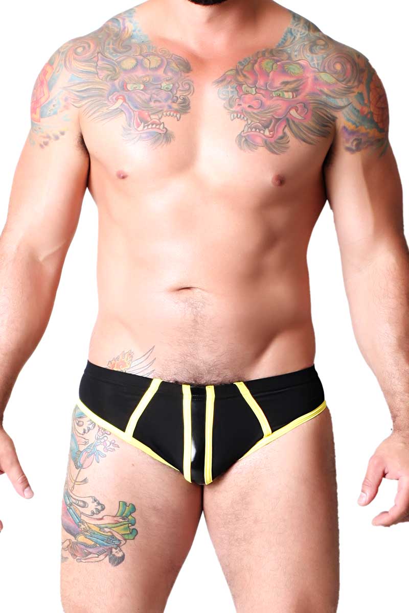 Cell Block 13 Black & Yellow Deviant Lace-Up Jock Brief