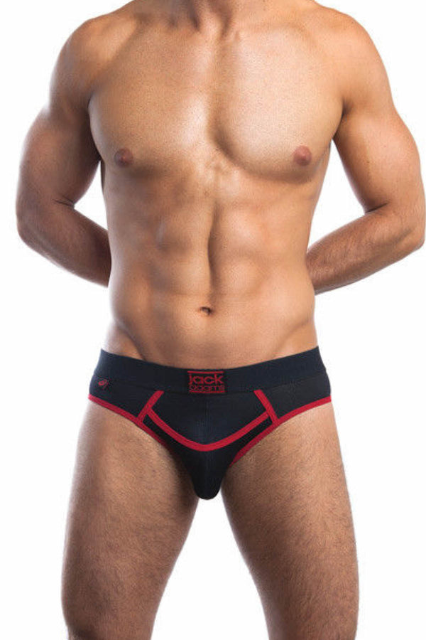 Jack Adams Black & Red Bodyflex Mesh Army Fly Jock-Brief